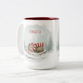 Custom Winter Bear Mug – Sleeping Animal Design ツートーンマグカップ (正面左)