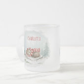 Custom Winter Bear Mug – Sleeping Animal Design フロストグラスマグカップ (正面左)
