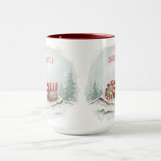 Custom Winter Bear Mug – Sleeping Animal Design マグカップ (中央)