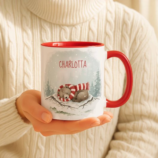 Custom Winter Bear Mug – Sleeping Animal Design マグカップ