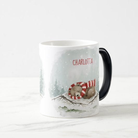 Custom Winter Bear Mug – Sleeping Animal Design モーフィングマグカップ (正面右)