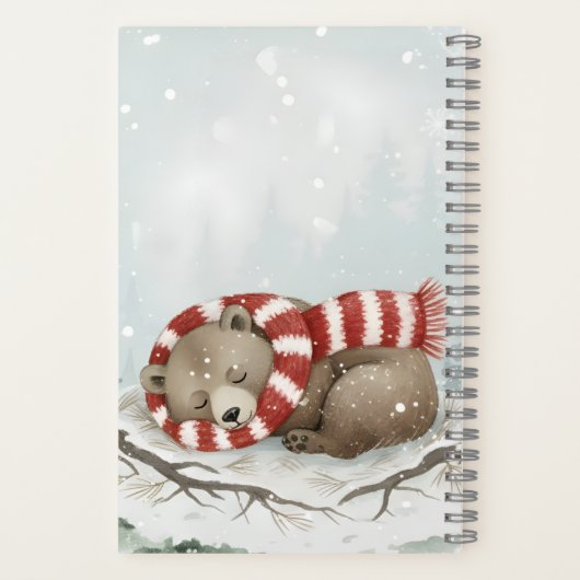 Custom Winter Bear Spiral Notebook ノートブック (裏面)