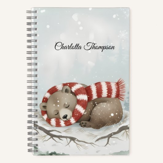 Custom Winter Bear Spiral Notebook ノートブック (正面)