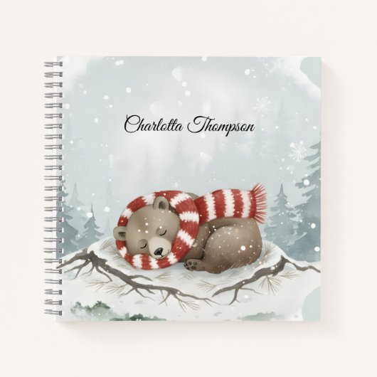Custom Winter Bear Spiral Notebook ノートブック (正面)