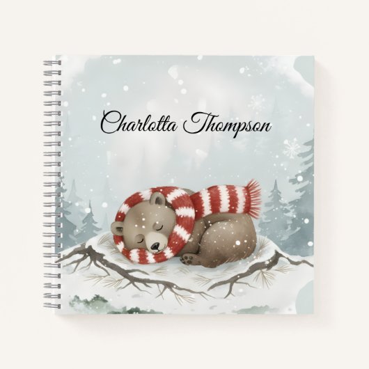 Custom Winter Bear Spiral Notebook ノートブック (正面)