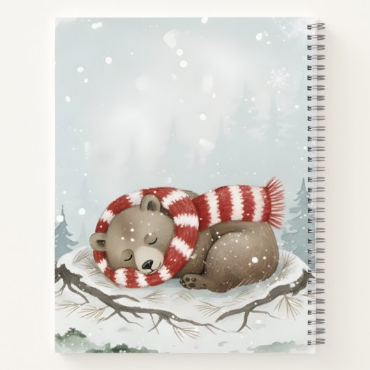 Custom Winter Bear Spiral Notebook ノートブック (裏面)