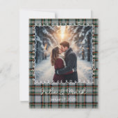 Custom Winter Engagement Photo Card with Tartan シーズンカード (正面)