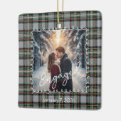 Custom Winter Engagement Photo Card with Tartan セラミックオーナメント (左)