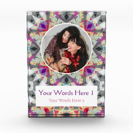 Custom Winter Gray Red Purple Star Christmas Gift フォトブロック