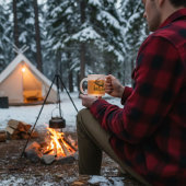 Custom Winter Lodge Frosted Family フロストグラスマグカップ