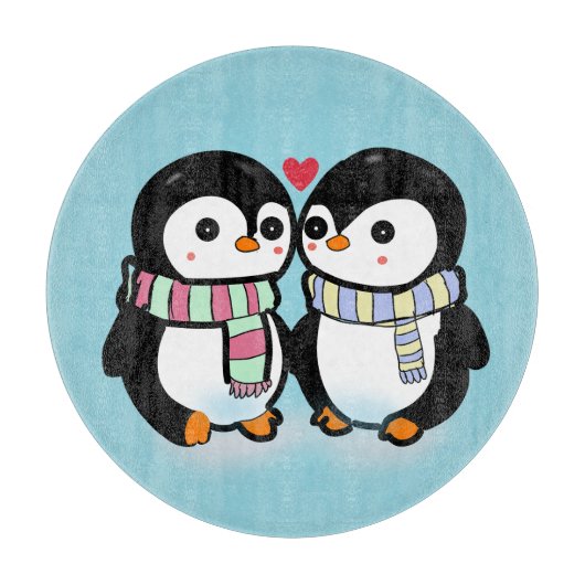 Custom Winter Penguin Love カッティングボード (正面)