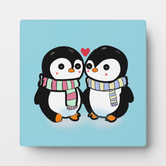 Custom Winter Penguin Love フォトプラーク (正面)