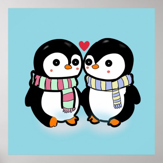 Custom Winter Penguin Love ポスター (正面)