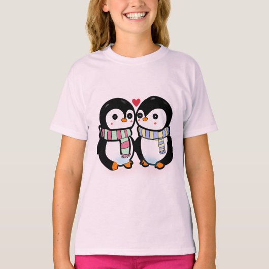 Custom Winter Penguin Love Tシャツ (正面)
