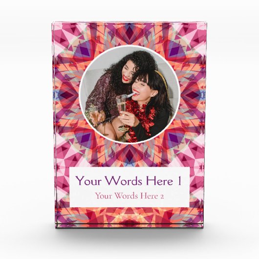 Custom Winter Red Pink Purple Star Christmas Gift フォトブロック (正面)