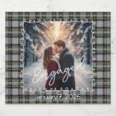 Custom Winter Tartan Engagement Photo Champagne  スパークリングワインラベル (シングルラベル)