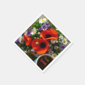 Custom "With Love" Cup of Coffee & Red Poppies スタンダードカクテルナプキン (角)