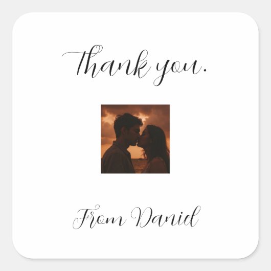 Custom with photo and date design スクエアシール (正面)