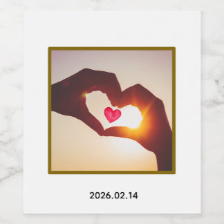 Custom with photo and date design ワインラベル