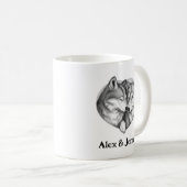 Custom Wolf Couple Names Personalized コーヒーマグカップ (正面右)