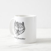 Custom Wolf Couple Names Personalized コーヒーマグカップ (正面左)