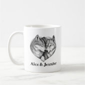 Custom Wolf Couple Names Personalized コーヒーマグカップ (左)