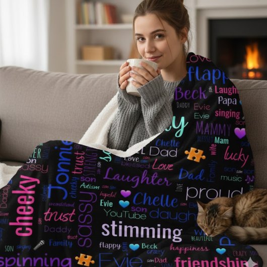 Custom Word Cloud Sherpa Fleece Blanket フリースブランケット
