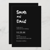 custom word only black and white wedding 招待状 (正面/裏面)