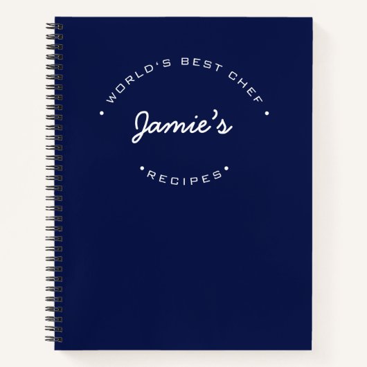 Custom World’s Best Chef Blue Personalized Recipe  ノートブック (正面)