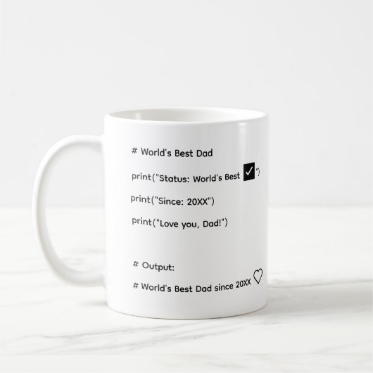 Custom World’s Best Dad Code Mug – Year Gift コーヒーマグカップ (左)