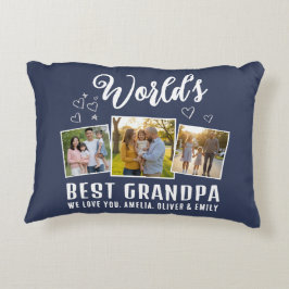 Custom World's Best Grandpa 3 Photo  アクセントクッション