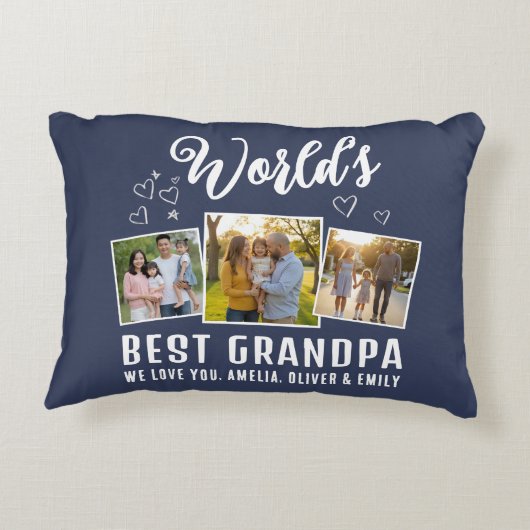 Custom World's Best Grandpa 3 Photo  アクセントクッション (裏面)