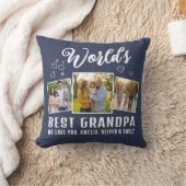 Custom World's Best Grandpa 3 Photo  クッション (ブランケット)