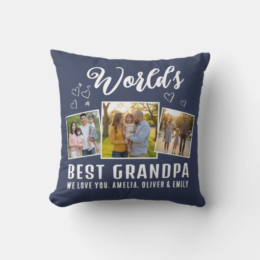 Custom World's Best Grandpa 3 Photo  クッション (正面)