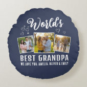 Custom World's Best Grandpa 3 Photo  ラウンドクッション (正面)