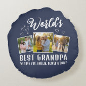 Custom World's Best Grandpa 3 Photo  ラウンドクッション (裏面)