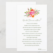 Custom Would She Rather Pink Floral Bridal Shower (正面/裏面)