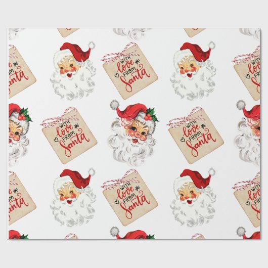 Custom Xmas Gift Wrap Retro Santa Holiday Paper ラッピングペーパー (フラット)