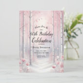 Custom Year Frosted Petals in Winter Birthday  招待状 (スタンド正面)