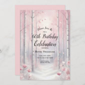 Custom Year Frosted Petals in Winter Birthday  招待状 (正面/裏面)