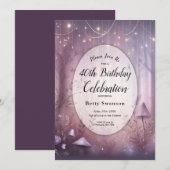 Custom Year Magical Lavender Fairy Lights Birthday 招待状 (正面/裏面)