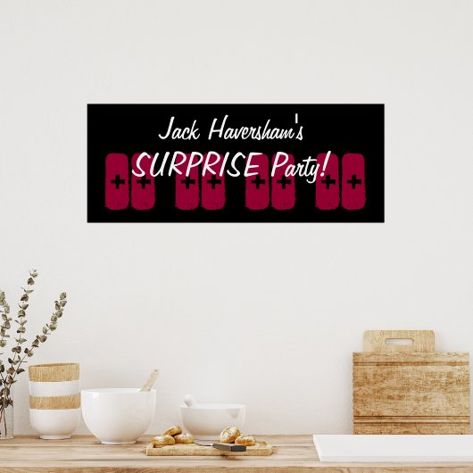 Custom Year Surprise Birthday Party Grunge Style ポスター (キッチン)