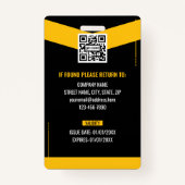 Custom Yellow Black Graphic Design Employee ID  バッジ (裏面)