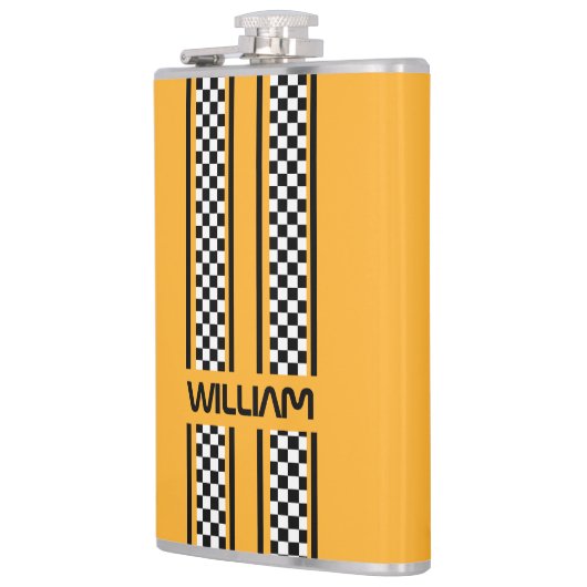 Custom Yellow & Black Race Sport Stripe フラスク (左)