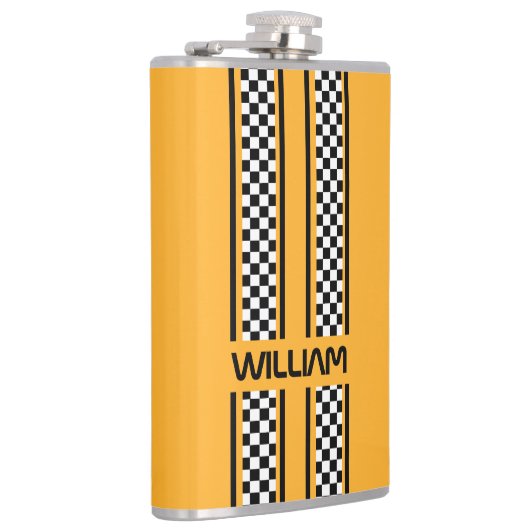 Custom Yellow & Black Race Sport Stripe フラスク (右)