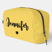 Custom Yellow Cosmetic Bag for Her, Mom or Girls ドップキット (右コーナー)