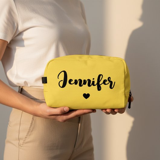 Custom Yellow Cosmetic Bag for Her, Mom or Girls ドップキット