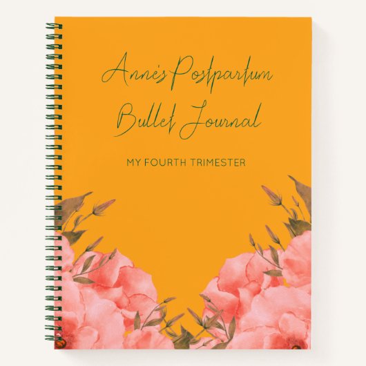 Custom Yellow Floral Bullet Journal New Moms ノートブック (正面)