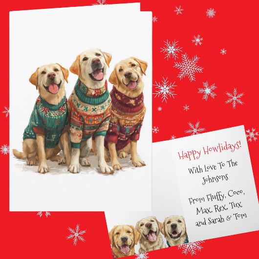 Custom Yellow Lab Christmas Ugly Sweater Holiday カード