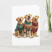 Custom Yellow Lab Christmas Ugly Sweater Holiday カード (正面)